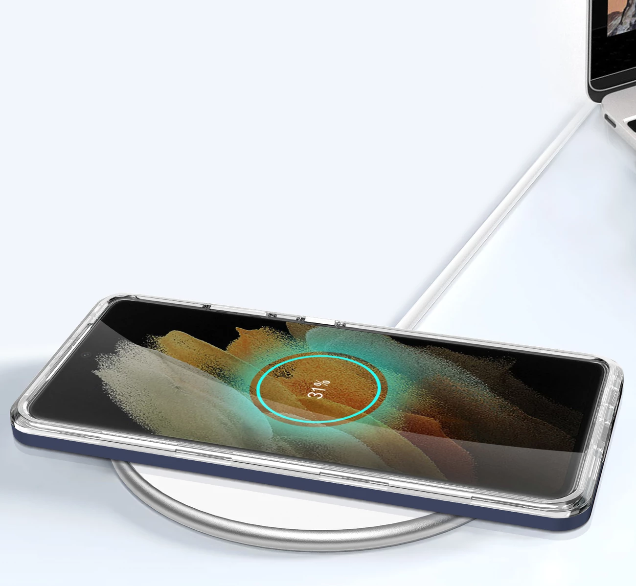 Mbështjellës Hurtel Clear 3in1 për Samsung Galaxy S23 Ultra, kornizë kaltër, transparent