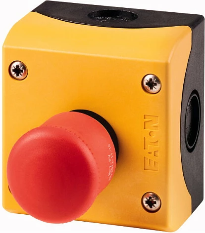 Buton ndalimi emergjent Eaton M22-PV/KC11/IY, Ø38mm, kuqe/verdhë