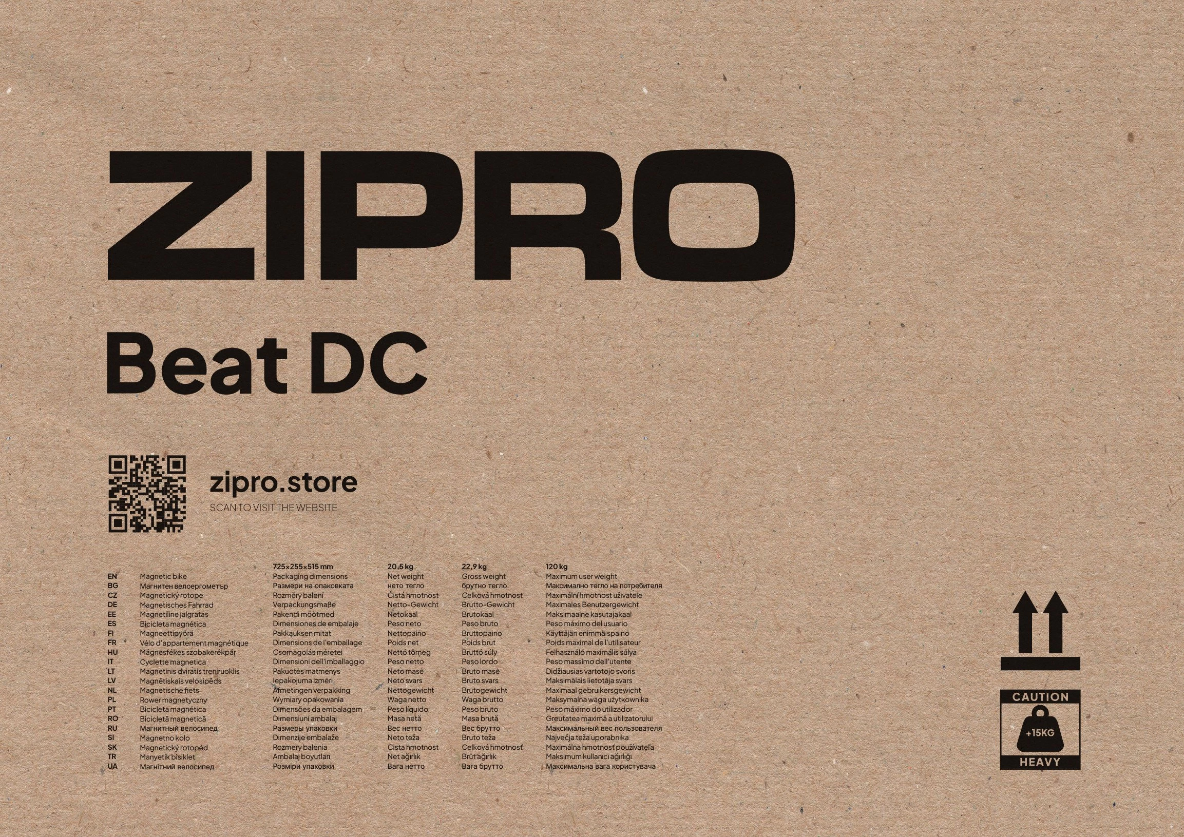 Biçikletë stacionare Zipro Beat DC magnetike, maks. 120 kg, gri