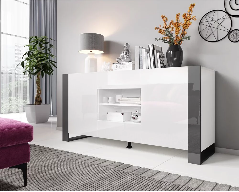 Komodinë moderne WOODY Ngjyra: E bardhë - hiri