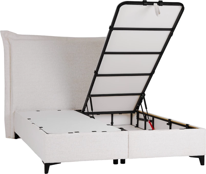 Krevat LONGWAVE me hapësirë për depo, ngjyrë e bardhë e zbehtë 06-900, për dyshek 160x200cm, 214x180x140