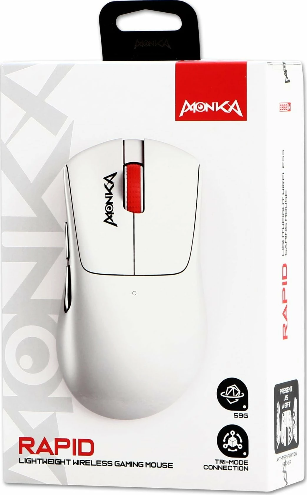 Maus gaming Marvo Monka Rapid G982W 12000 DPI me 3 mënyra lidhjeje (BT/2.4G/USB) i bardhë