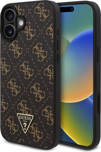 Mbështjellës Guess Triangle për iPhone 16 Plus, i zi