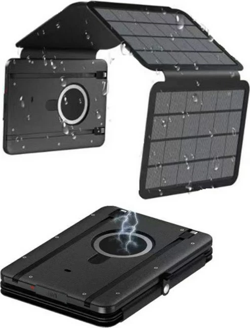 Power bank PowerNeed ES10000-4, 10000 mAh, karikim me valë, solar, i zi