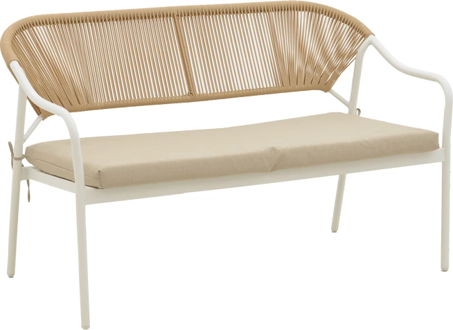 Set Bonanza për sallon, 4 pjesë, ratan bezhë-alumin i bardhë