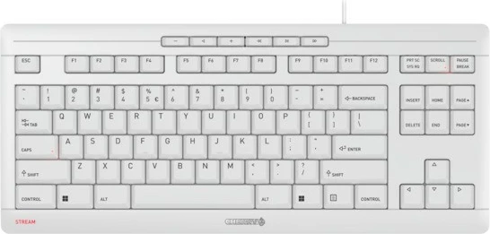 Tastierë Cherry STREAM TKL, Wired, USB, Scissor key switch, QWERTY, Bardhë