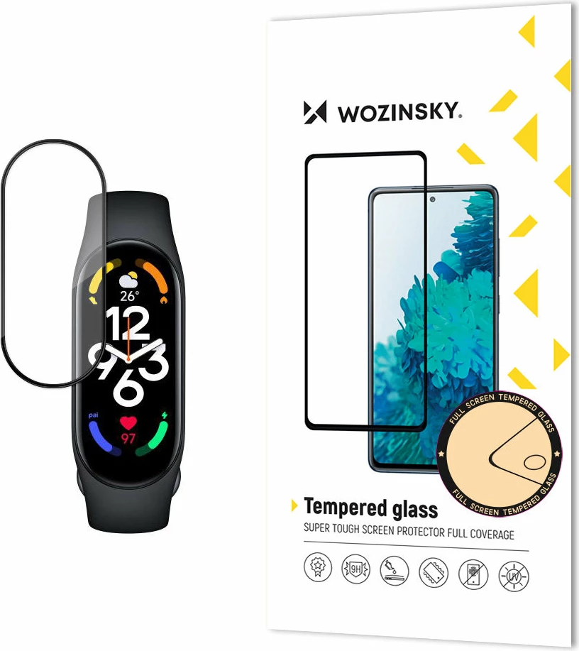 Xham i temperuar Wozinsky Full Glue me kornizë për Xiaomi Mi Band 8, Zi