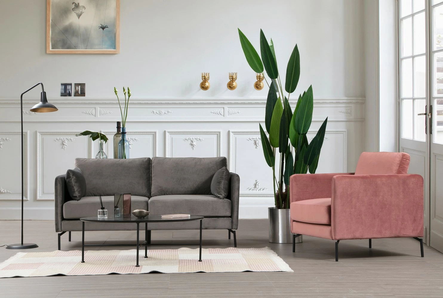 Divan dy ulës, ngjyrë gri, Sino 2 Seater