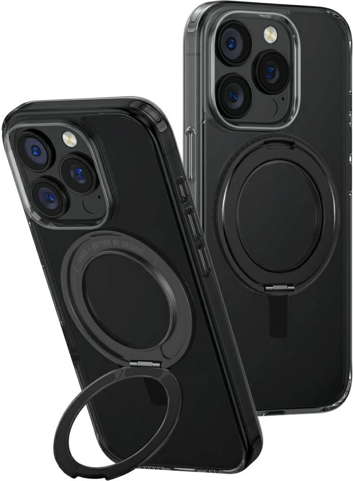 Mbështjellës UNIQ Swivix 360 me mbajtëse rrotulluese për iPhone 16 Pro, Zi