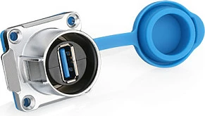 Adapter USB GoodConnections Alcasa IC01-24U302, USB-A, USB 3.2 Gen 1, 5 Gbit/s, IP65/IP67, metal, blu/argjend