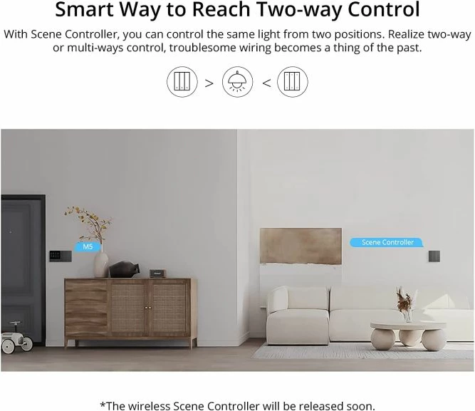 Switch i mençur muri Wi‑Fi SONOFF M5-2C-86, 2 kanale, standard EU 86, gri e errët