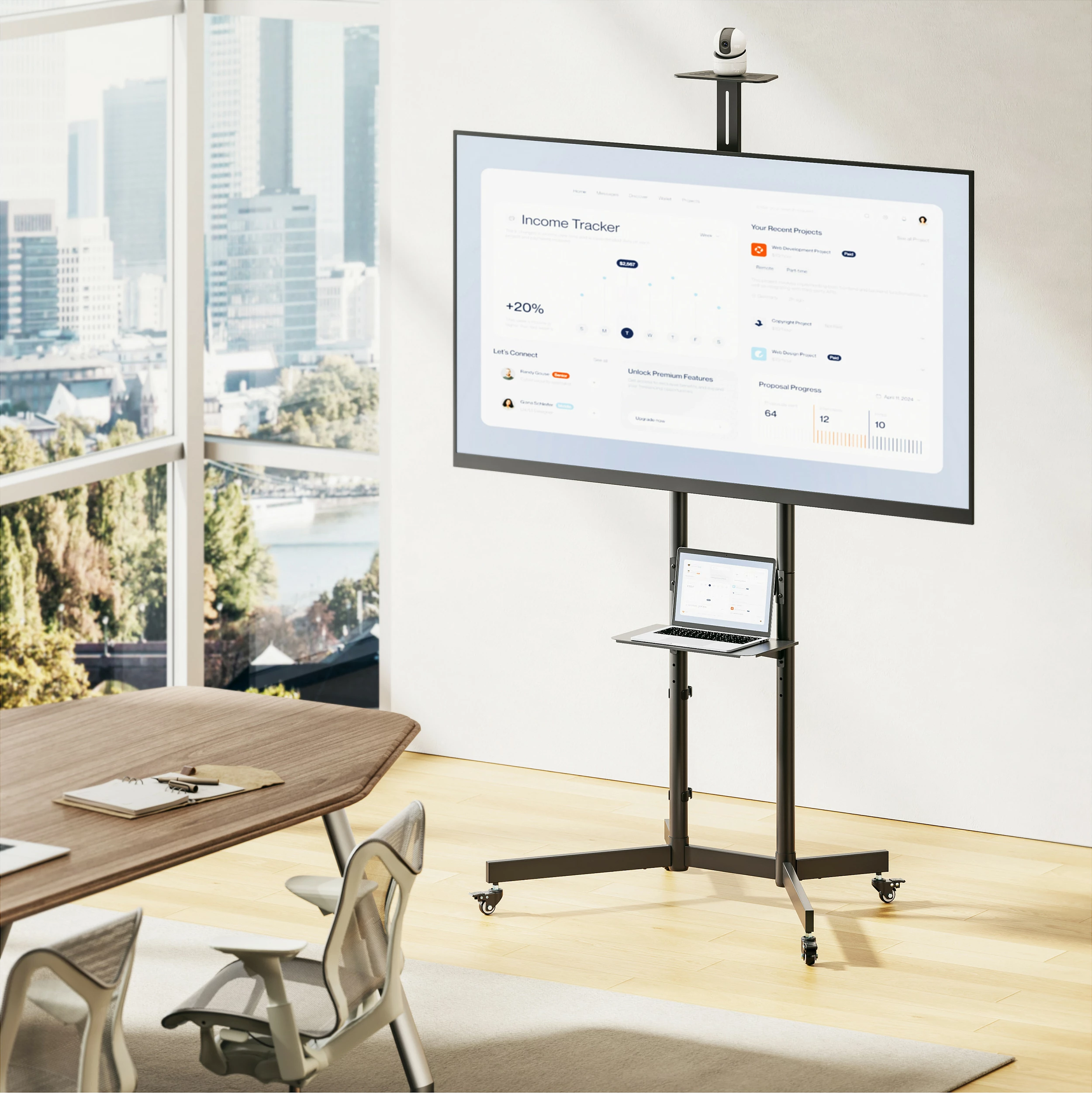 Mbajtëse dyshemeje për TV/monitor EQUIP 650636, 37"-70", VESA 100x100-600x400, 70 kg, me rrota, e zezë