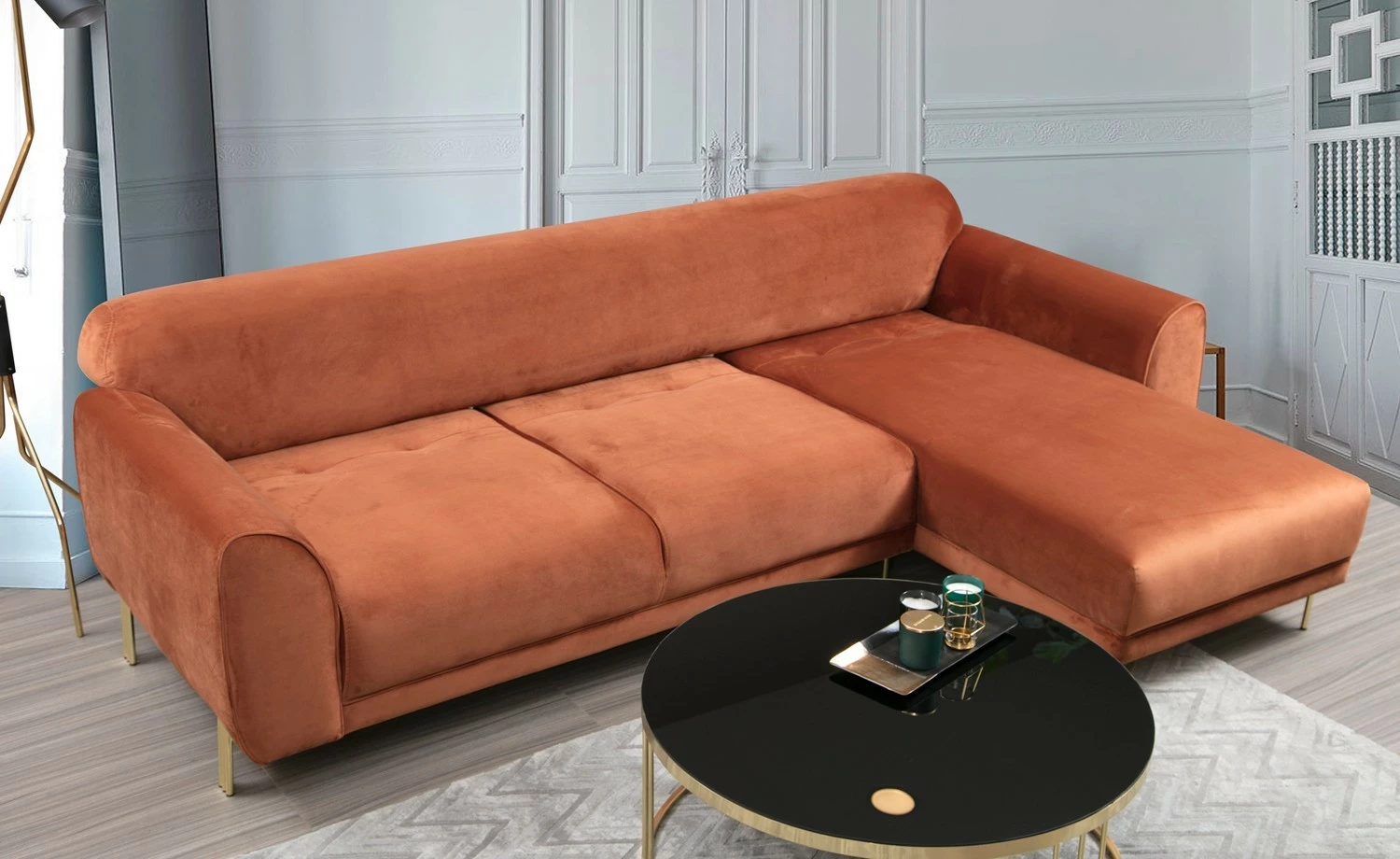 Kënd divan-krevat Atelier del Sofa, kënd i djathtë, ngjyrë kanelle (L3-Chl)