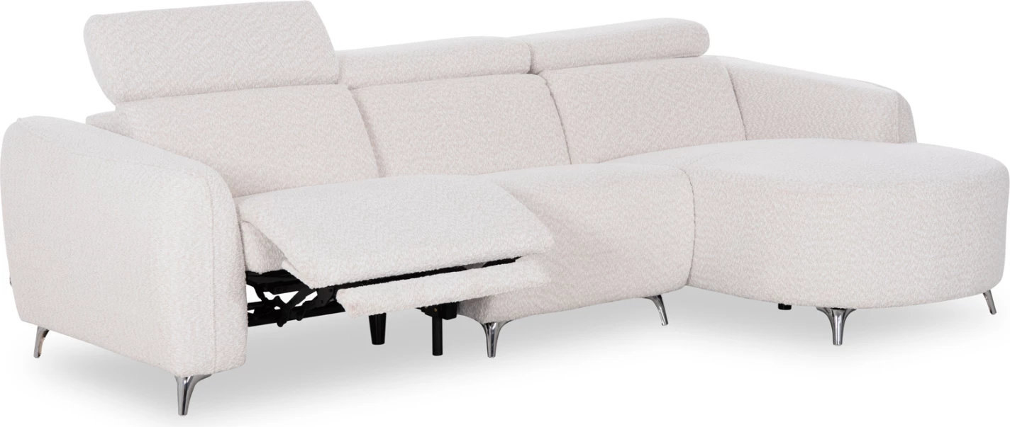 Kënd i djathtë divan 3-vendësh me recline, stof teddy bezhë, VALENTE CD3317.02R, 275x160x104cm