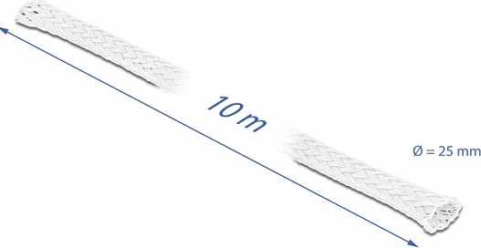 Mbështjellës i thurur për kabllo DeLOCK, 10 m x 25 mm, elastik, poliester, i bardhë