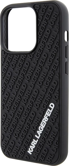 Mbështjellës Karl Lagerfeld 3D Rubber Multi Logo për iPhone 15 Pro, i zi