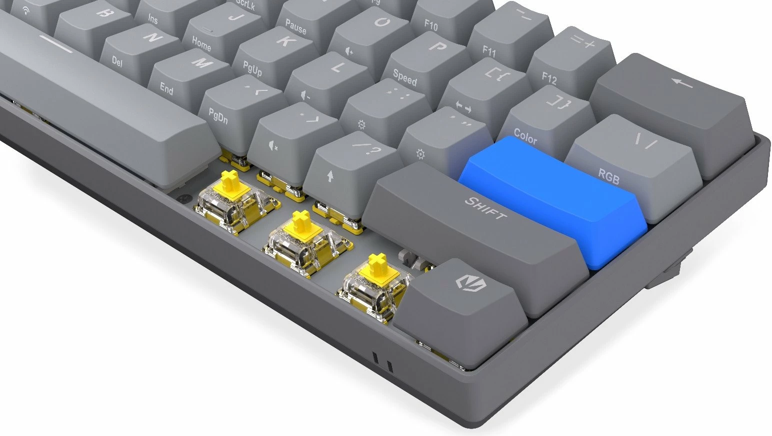 Tastierë mekanike Endorfy Thock V2 Compact Wireless EY5A132, 60%, RGB, USB/Bluetooth/2.4GHz, switch ENDORFY Yellow by Gateron, gri