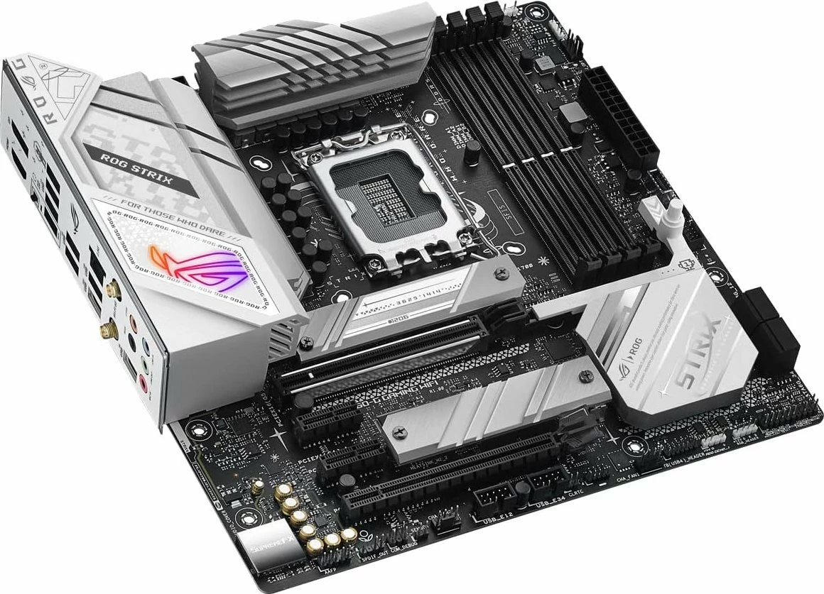 Pllakë amë Asus ROG STRIX B760-G GAMING WIFI, mATX, DDR5, Wi‑Fi 6, Bluetooth, bardhë/zi