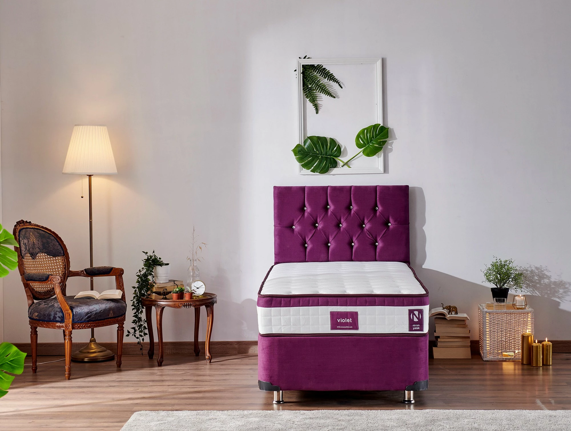 Dyshek Skye Decor, violet, 90x200 cm, fortësi mesatare, një person