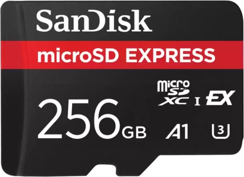 Kartë memorje microSD Express SanDisk SDSQXFN-256G-GN4NN 256GB PCIe/NVMe UHS-I kompatibile, e zezë/kuqe
