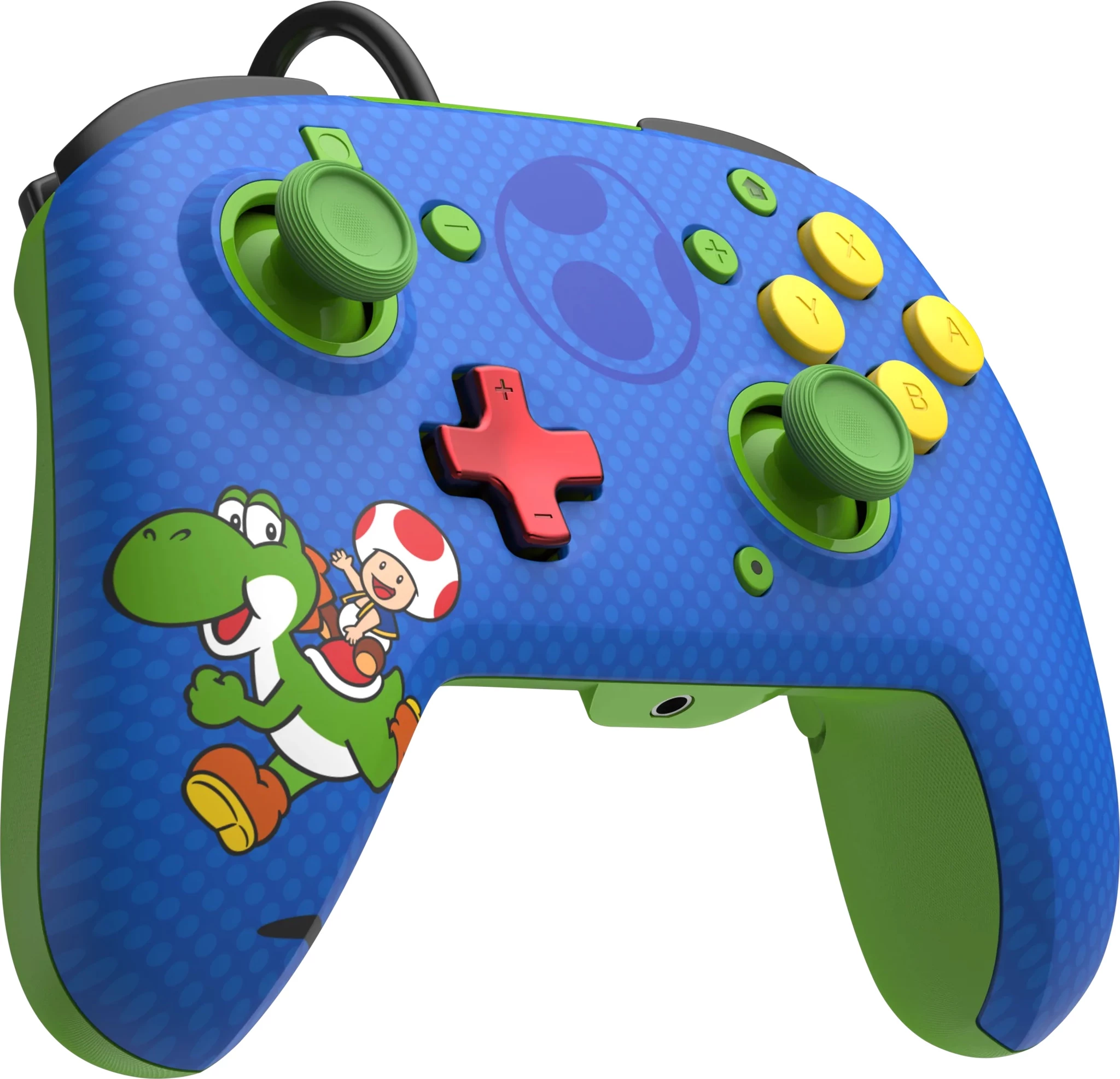 Kontroller me kabllo PDP Rematch Toad & Yoshi për Nintendo Switch, 3.5mm audio jack, butona prapa, blu/jeshil
