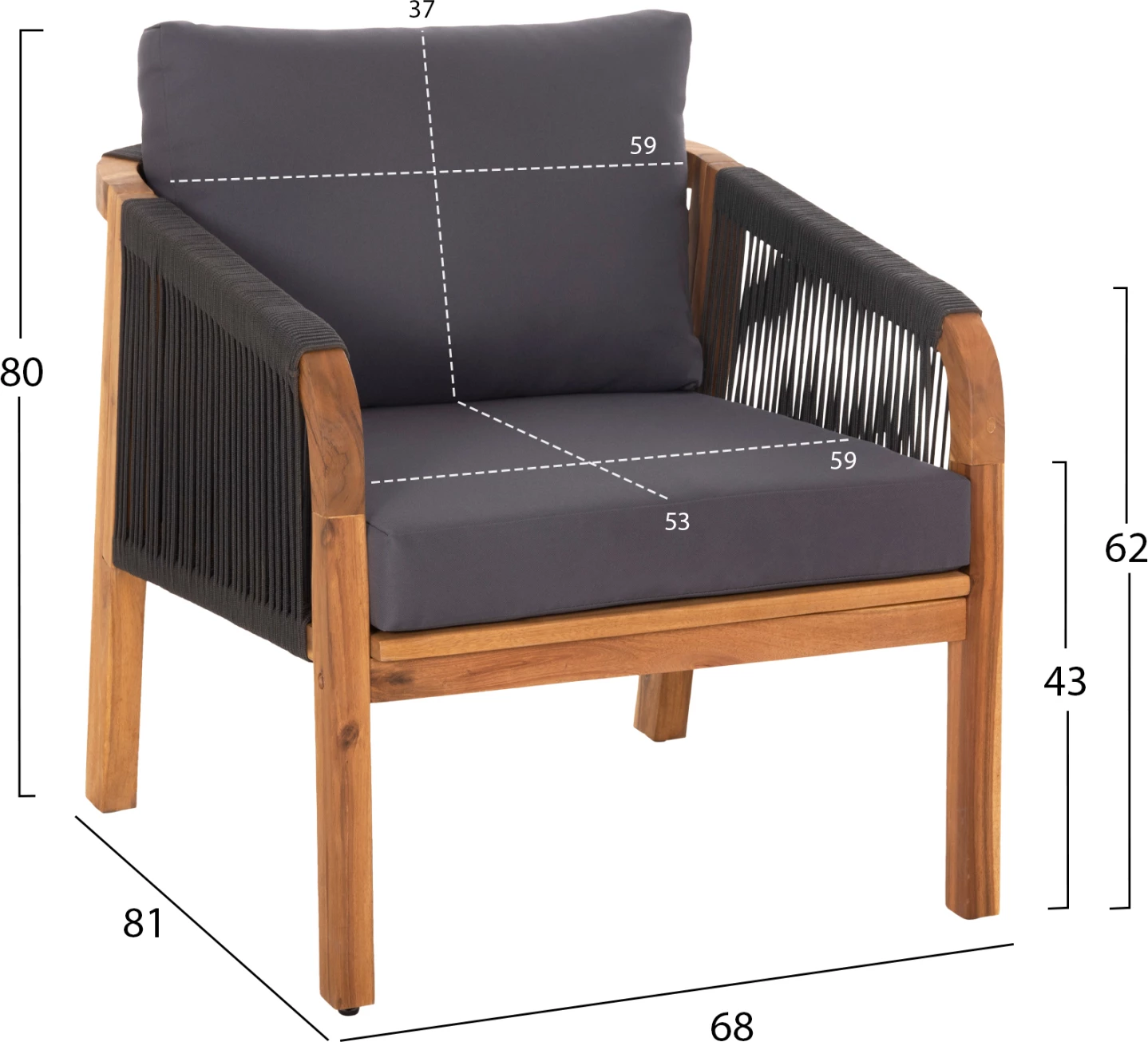 Set ulëse për kopsht ROSSWELL FH6084.01, 4 pjesë, dru akacie/antracit
