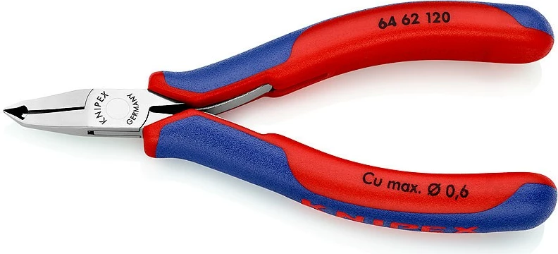 Pinca elektronike Knipex KP-6462120, 120mm, për prerje precize, kuqe/blu