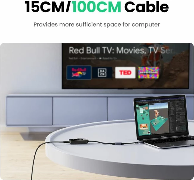 kartë zëri USB e jashtme UGREEN 40964, USB 2.0, 3x 3.5mm, kontroll volum + mute, e zezë