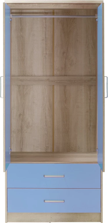 Dollap për fëmijë Looney me 2 dyer dhe sirtarë, ngjyrë castillo-blu, 81x57x183