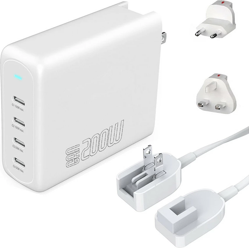Karikues 4smarts GaN Flex Pro 200W, 4 USB-C, i bardhë