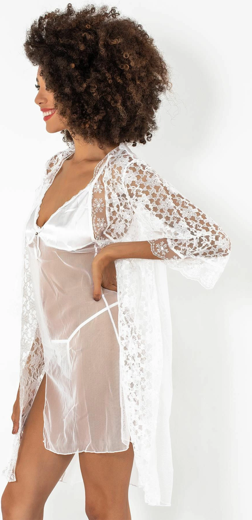 Set fustan nate me mantil mëngjesi Jumeon, 011-008010, e bardhë