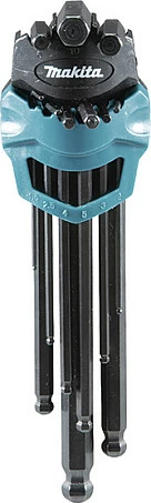 Set çelësa imbus Makita B-65894, 9 copë, me klips për rrip, blu/zi