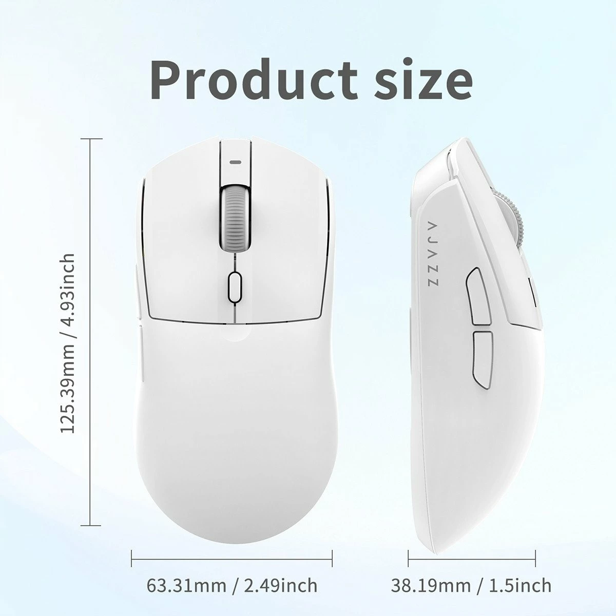 Maus gaming wireless Ajazz AJ139 V2 MC, PixArt PAW3311, 12000 DPI, 2.4G/Bluetooth/USB-C, i bardhë