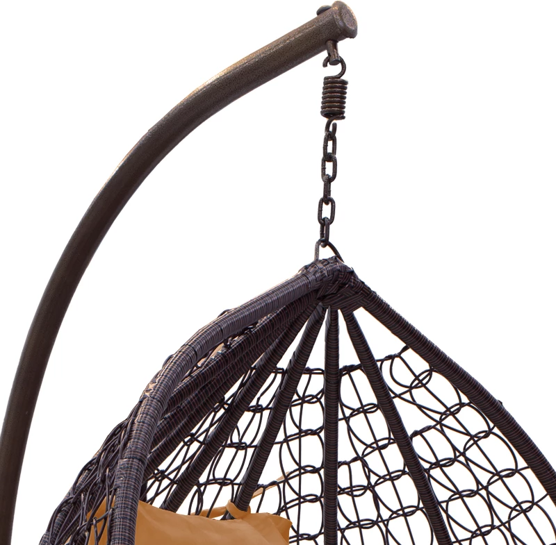 Karrige varëse për kopsht, metal-kafe, jastëk bezhë, 106x103x200cm