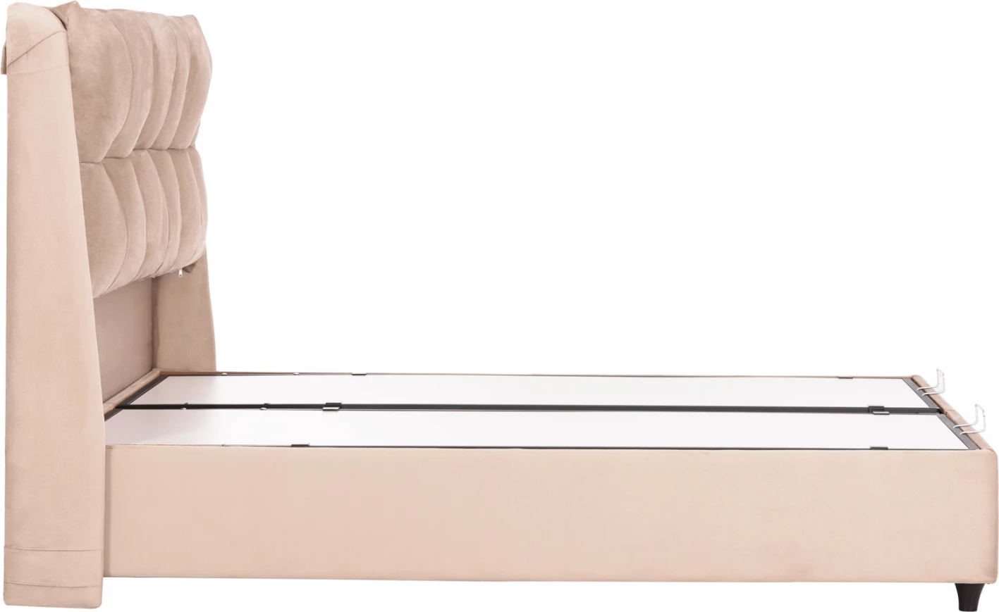 Krevat me hapësirë për depo, kadife bezhë, DREAMLET FH716, për dyshek 160x200cm