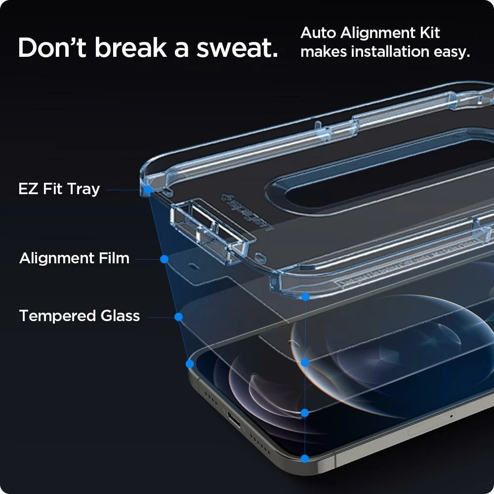 Xham mbrojtës Spigen Glas.tR EZ Fit për iPhone 12 / iPhone 12 Pro, 2 copë
