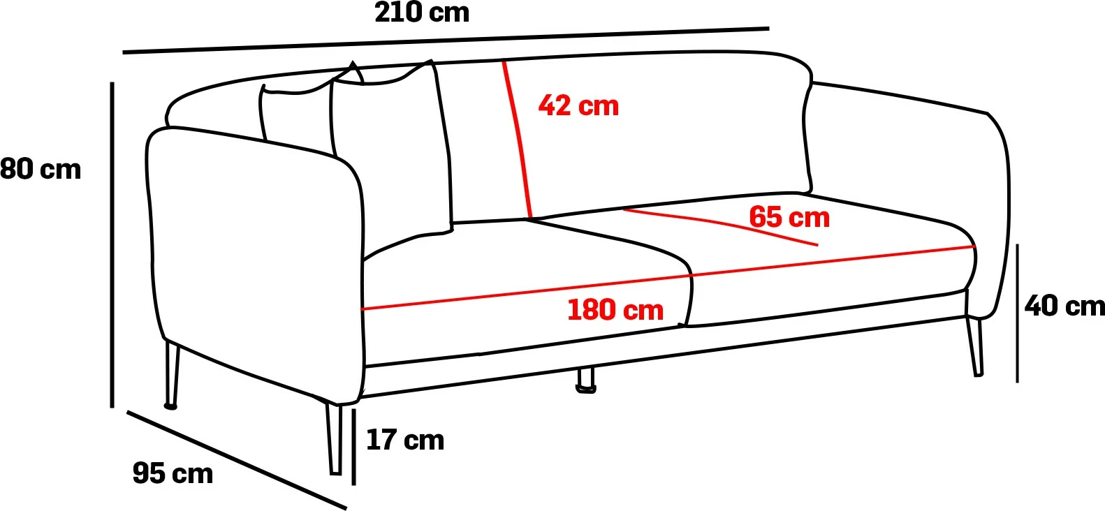 Krevat-sofa treshe Venus, ngjyrë antracit