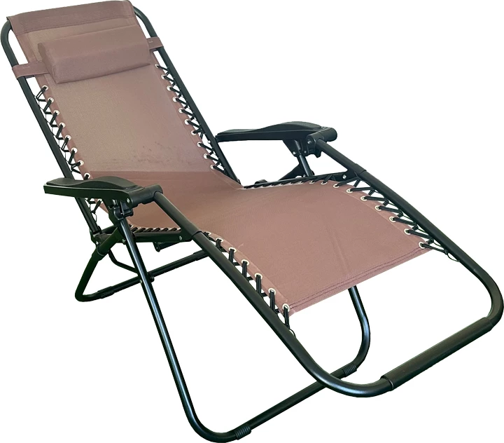 Karrige e palosshme Mirka, textilene-metal, ngjyrë kafe-e zezë, 65x165x110 cm