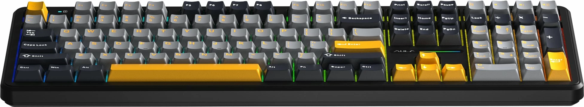 Tastierë mekanike Aula F108 Volcano Switch (AUF108-GOG-VO) 108-taste 100% RGB tri-mode US, portokalli