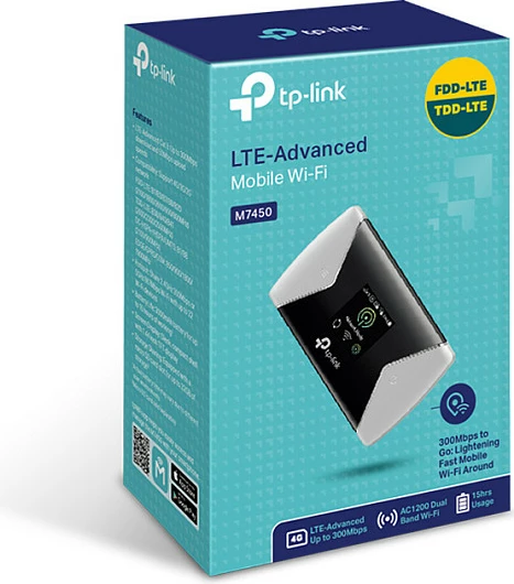 Router portativ TP-Link M7450, 300Mbps, LTE-Advanced, i zi, gri