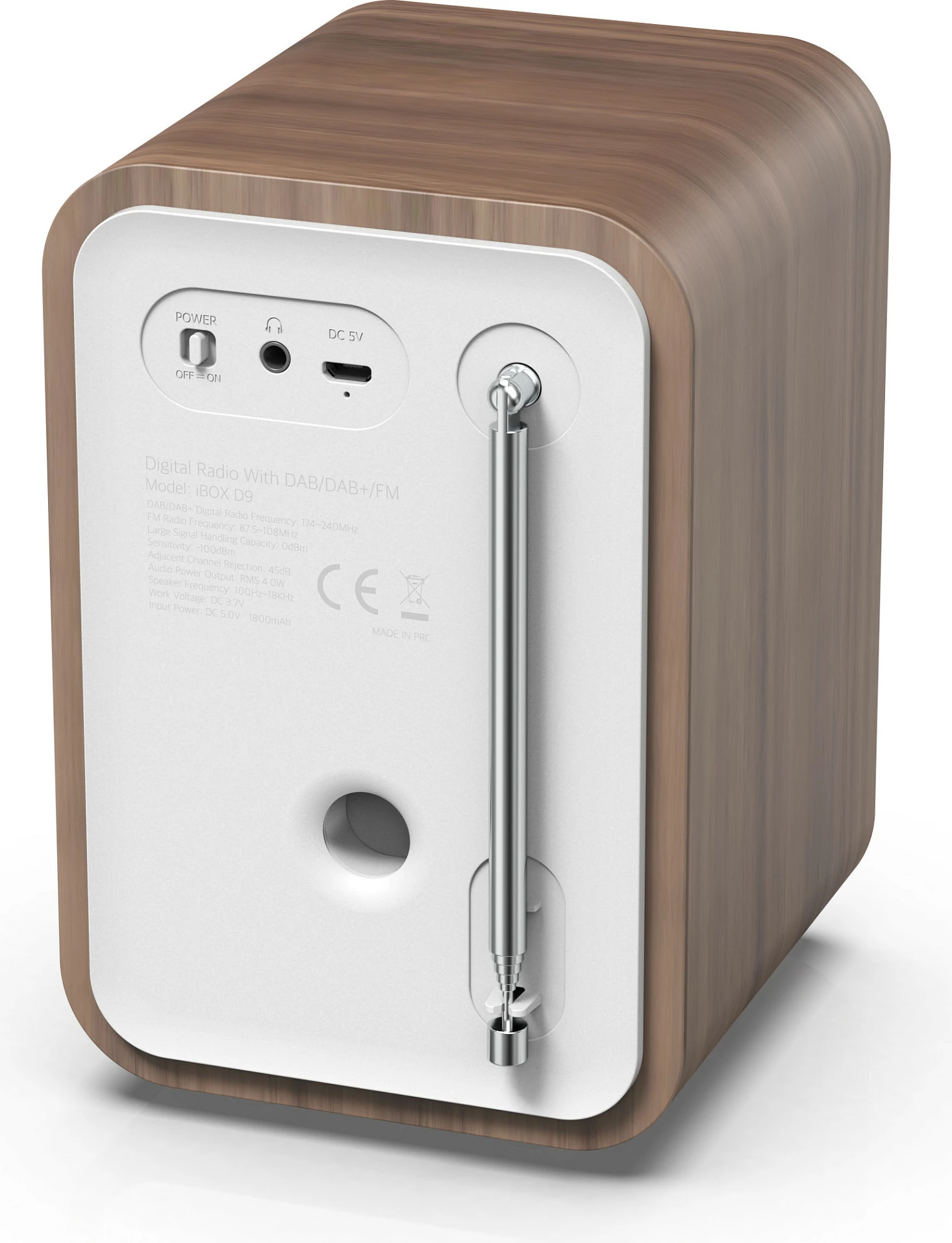 Radio Denver DAB-48WHITE, DAB+ / FM, Bluetooth, alarm, 2.5W, e bardhë/druri