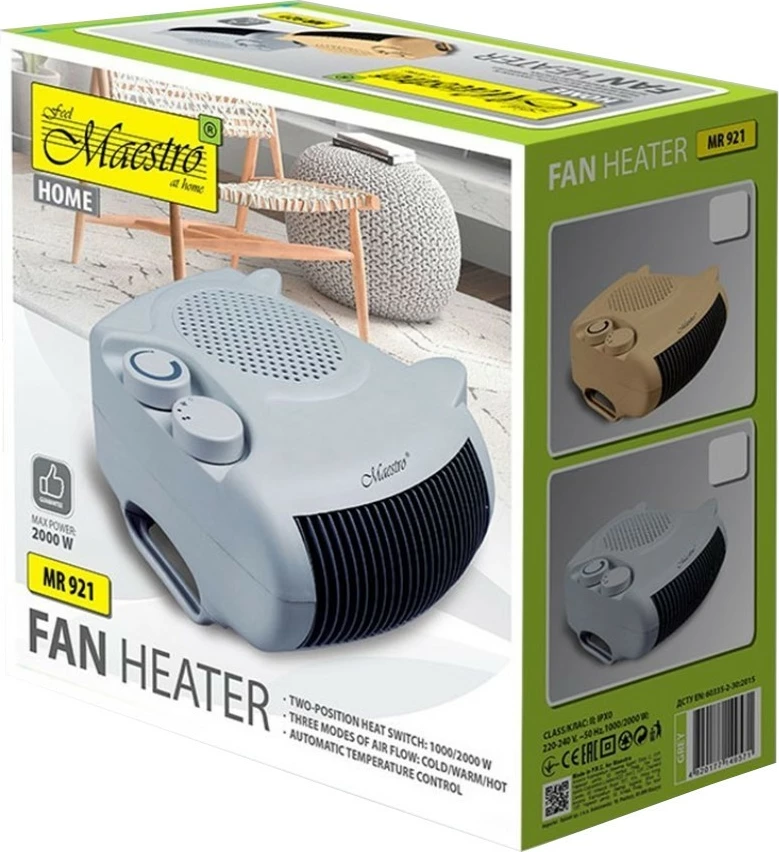 Ngrohës me ventilator Feel-Maestro MR-921-GREY, 2000W, Gri