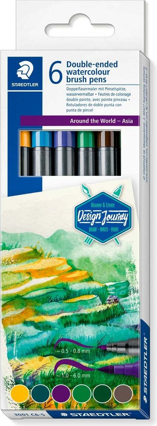 Set lapsa me bojë uji STAEDTLER Design Journey Around the World Asia, 6 ngjyra