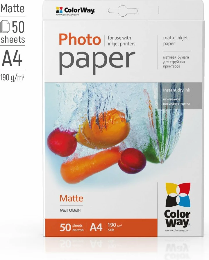 Letër foto Matte ColorWay A4 190 g/m² 50 fletë