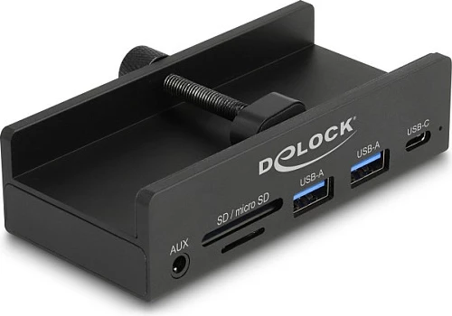 Hub USB DeLOCK 64285, 2x USB-A + USB-C, SD/microSD, AUX 3.5mm, 5 Gbit/s, i zi