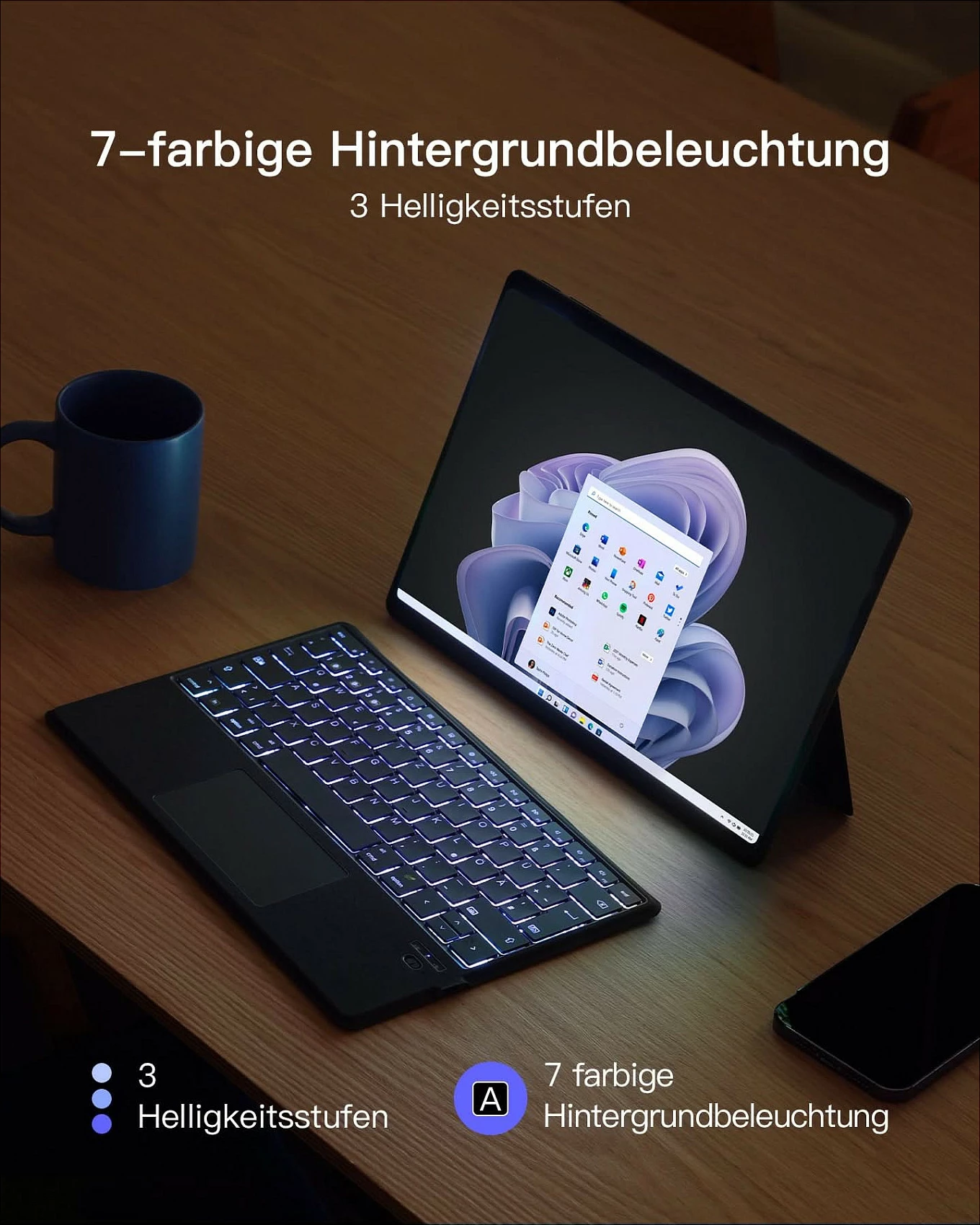 Tastierë inateck për iPad Pro 11, QWERTZ, me touchpad, gri