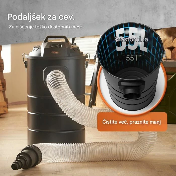 Kolektor pluhuri VonHaus 3500179,2 55 L 1200 W me filtër HEPA, zi, set adaptorësh 5 copë
