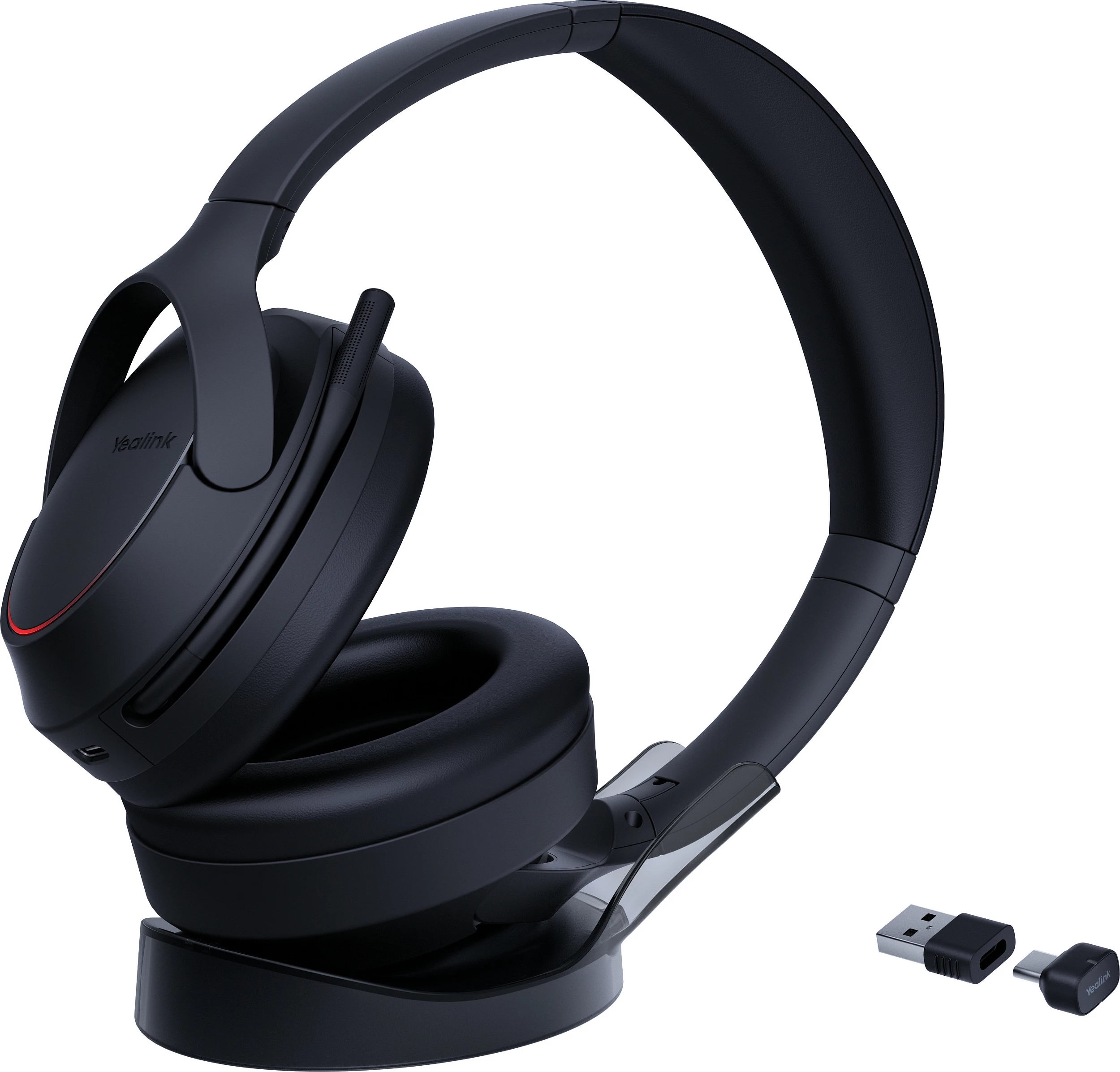 Kufje me mikrofon Yealink BH78, Bluetooth 5.3, ANC, me stand, USB-C/USB-A, të zeza