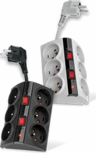 Zgjatues me mbrojtje nga mbitensioni Acar SMART W0155, 6 priza, kabllo 1.5 m, 2300 W, gri