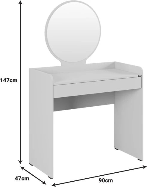 Tualet për dhomë gjumi me pasqyrë, ngjyrë mink, Nashi, 90x47x147cm